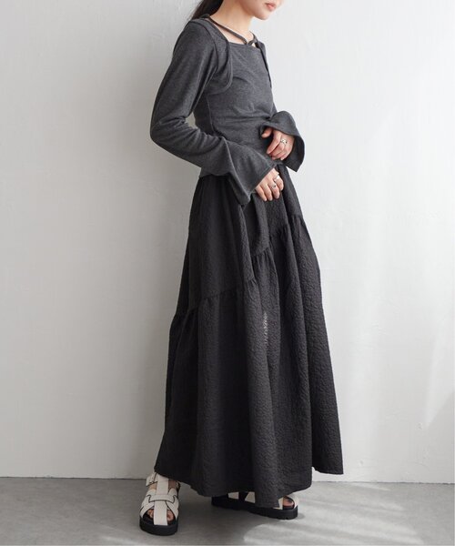 KAREN MILLEN コンパクト ストレッチ ジャカード ブレザー 無地 ナチュラルストレッチ ドライタッチラップ風デザインスカート