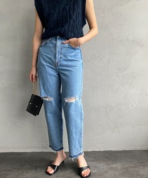 [NEEDBY heritage/ニ―ドバイヘリテージ] LISA テーパードダメージデニム