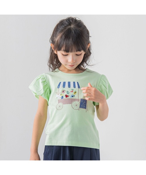 BeBe(ベベ)の「フルーツショップTシャツ(100~150cm)(Tシャツ/カットソー・キッズ・グリーン/ピンク・100/120/140/130/110/150)」の1枚目の写真