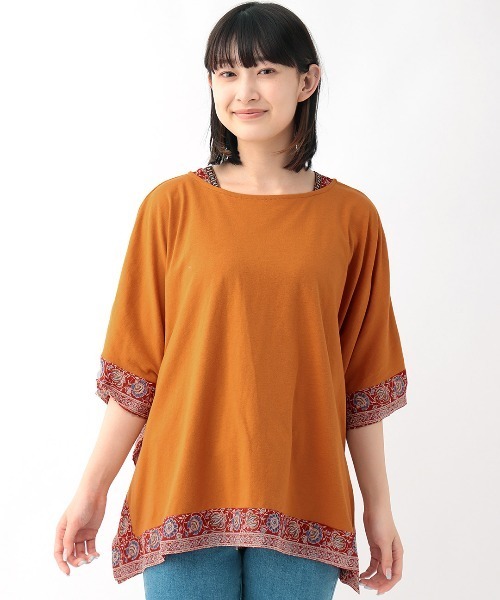 チチカカ(チチカカ)の「柄切替スクェアポンチョプルオーバー(Tシャツ/カットソー・レディース・ブラック/グレー/オレンジ・FREE)」の8枚目の写真