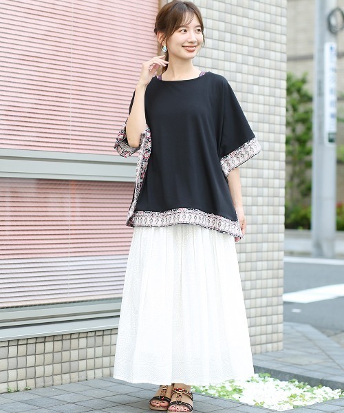 チチカカ(チチカカ)の「柄切替スクェアポンチョプルオーバー(Tシャツ/カットソー・レディース・ブラック/グレー/オレンジ・FREE)」の22枚目の写真