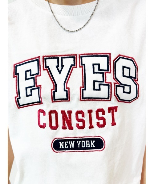 CECIL McBEE(セシルマクビー)の「ワッペン刺繍ロゴクロップドTシャツ(Tシャツ/カットソー・レディース・オフホワイト/アイボリー/チャコールグレー・LARGE/MEDIUM)」の6枚目の写真