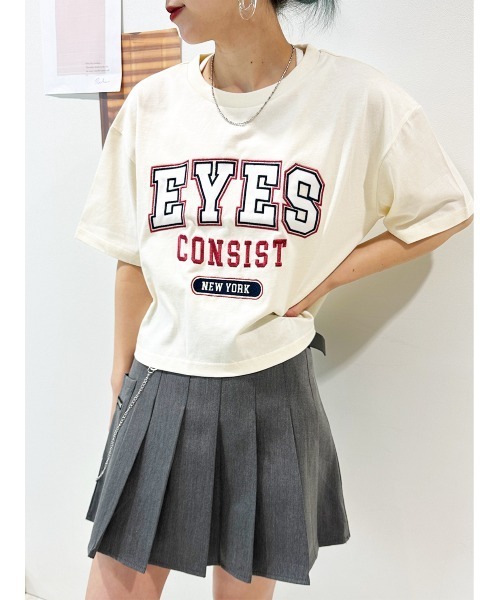 CECIL McBEE(セシルマクビー)の「ワッペン刺繍ロゴクロップドTシャツ(Tシャツ/カットソー・レディース・オフホワイト/アイボリー/チャコールグレー・LARGE/MEDIUM)」の9枚目の写真