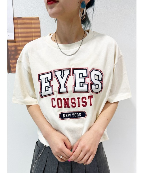 CECIL McBEE(セシルマクビー)の「ワッペン刺繍ロゴクロップドTシャツ(Tシャツ/カットソー・レディース・オフホワイト/アイボリー/チャコールグレー・LARGE/MEDIUM)」の10枚目の写真