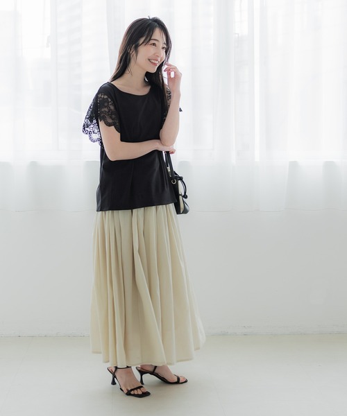 接触冷感レースカットソー（Tシャツ/カットソー）｜coca（coca