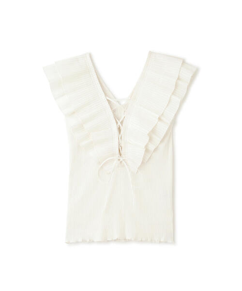 JILL STUART（ジルスチュアート）の「◆プリーツラッフルトップ（Tシャツ/カットソー・レディース・パープル/ホワイト/ブラック・FREE）」の18枚目の写真