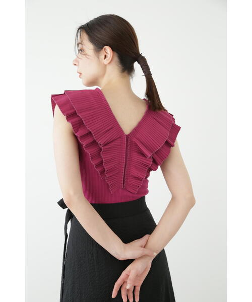 JILL STUART（ジルスチュアート）の「◆プリーツラッフルトップ（Tシャツ/カットソー・レディース・パープル/ホワイト/ブラック・FREE）」の8枚目の写真