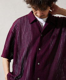 JOURNAL STANDARD relume（ジャーナルスタンダード　レリューム）の「STRIPE LACE レギュラー半袖シャツ（シャツ/ブラウス・メンズ）」