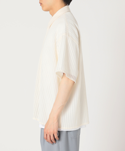 JOURNAL STANDARD relume(ジャーナルスタンダード レリューム)の「STRIPE LACE レギュラー半袖シャツ(シャツ/ブラウス・メンズ・アイボリー/ブラック/パープル・LARGE/MEDIUM)」の17枚目の写真