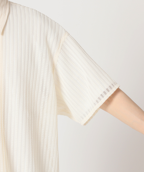 JOURNAL STANDARD relume(ジャーナルスタンダード レリューム)の「STRIPE LACE レギュラー半袖シャツ(シャツ/ブラウス・メンズ・アイボリー/ブラック/パープル・LARGE/MEDIUM)」の13枚目の写真