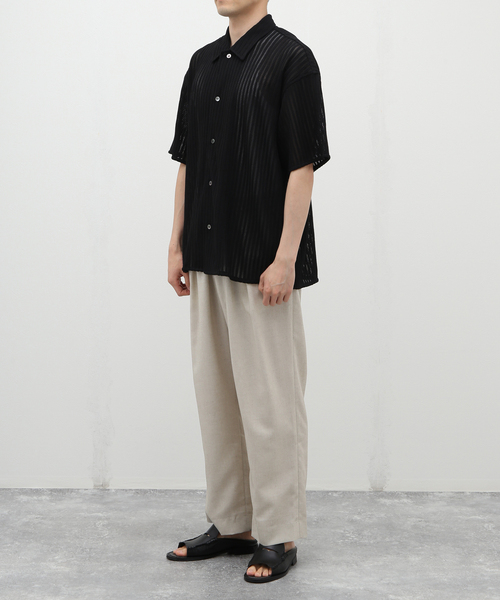 JOURNAL STANDARD relume(ジャーナルスタンダード レリューム)の「STRIPE LACE レギュラー半袖シャツ(シャツ/ブラウス・メンズ・アイボリー/ブラック/パープル・LARGE/MEDIUM)」の5枚目の写真