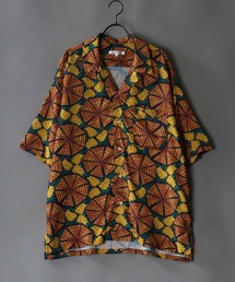 Oversize Drop shoulder rayon print open collar shirt/オーバーサイズ ドロップショルダー プリント オープンカラーシャツ