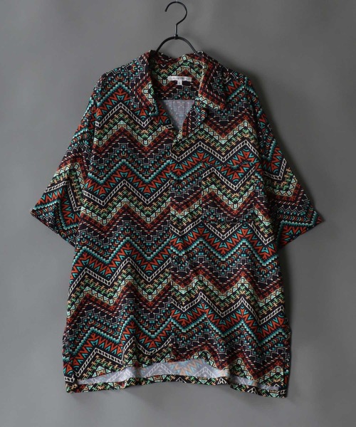 SITRY（シトリー）の「Oversize Drop shoulder rayon print open collar shirt/オーバーサイズ ドロップショルダー  プリント オープンカラーシャツ（シャツ/ブラウス・メンズ・ホワイト系その他/ブラウン系その他/ベージュ系その他/ブルー系その他/イエロー系その他/ブラック系その他・L/M）」の6枚目の写真
