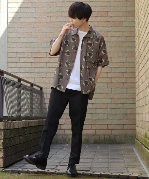 SITRY（シトリー）の「Oversize Drop shoulder rayon print open collar shirt/オーバーサイズ ドロップショルダー  プリント オープンカラーシャツ（シャツ/ブラウス・メンズ・ホワイト系その他/ブラウン系その他/ベージュ系その他/ブルー系その他/イエロー系その他/ブラック系その他・L/M）」の17枚目の写真