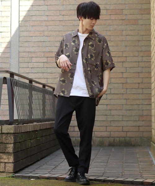 SITRY（シトリー）の「Oversize Drop shoulder rayon print open collar shirt/オーバーサイズ ドロップショルダー  プリント オープンカラーシャツ（シャツ/ブラウス・メンズ・ホワイト系その他/ブラウン系その他/ベージュ系その他/ブルー系その他/イエロー系その他/ブラック系その他・L/M）」の18枚目の写真