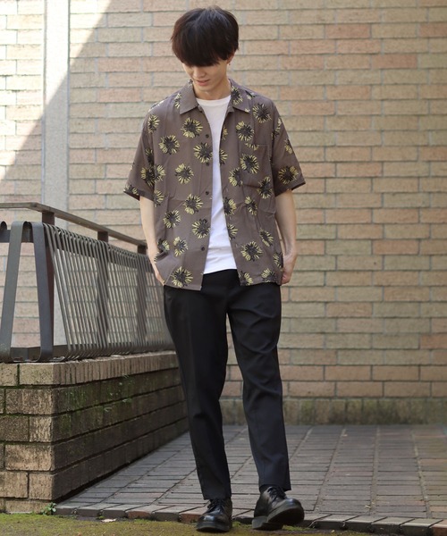 SITRY（シトリー）の「Oversize Drop shoulder rayon print open collar shirt/オーバーサイズ ドロップショルダー  プリント オープンカラーシャツ（シャツ/ブラウス・メンズ・ホワイト系その他/ブラウン系その他/ベージュ系その他/ブルー系その他/イエロー系その他/ブラック系その他・L/M）」の19枚目の写真