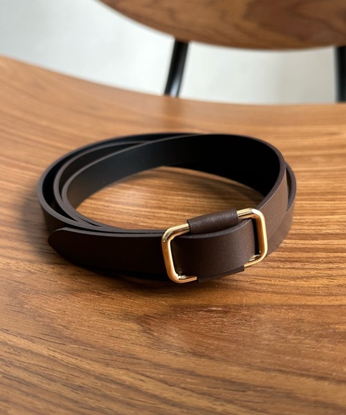 DouDou（ドゥドゥ）の「レザー細ベルト（ベルト・レディース・ブラック/グレイッシュベージュ/ブラウン・FREE）」の2枚目の写真