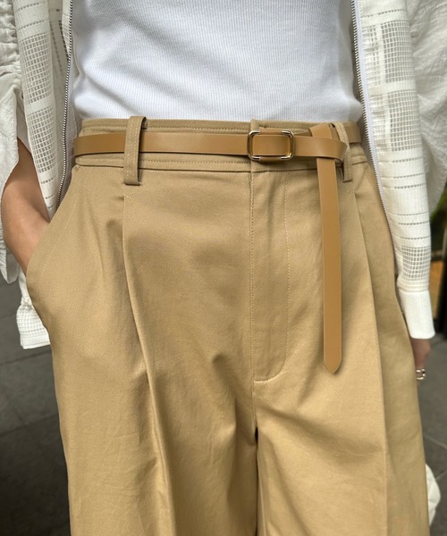 DouDou（ドゥドゥ）の「レザー細ベルト（ベルト・レディース・ブラック/グレイッシュベージュ/ブラウン・FREE）」の3枚目の写真