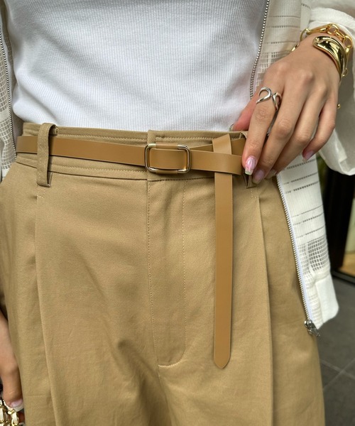 DouDou（ドゥドゥ）の「レザー細ベルト（ベルト・レディース・ブラック/グレイッシュベージュ/ブラウン・FREE）」の5枚目の写真