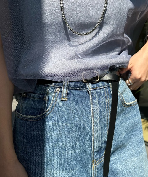 DouDou（ドゥドゥ）の「レザー細ベルト（ベルト・レディース・ブラック/グレイッシュベージュ/ブラウン・FREE）」の6枚目の写真