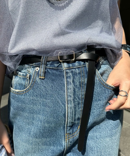 DouDou（ドゥドゥ）の「レザー細ベルト（ベルト・レディース・ブラック/グレイッシュベージュ/ブラウン・FREE）」の7枚目の写真