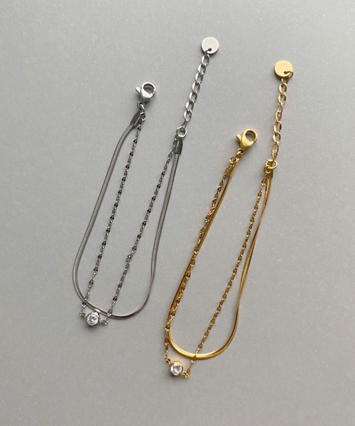 iso（イソ）の「2連ビジューチェーンブレスレット/ステンレス（ブレスレット・レディース・シルバー/ゴールド・FREE）」の16枚目の写真