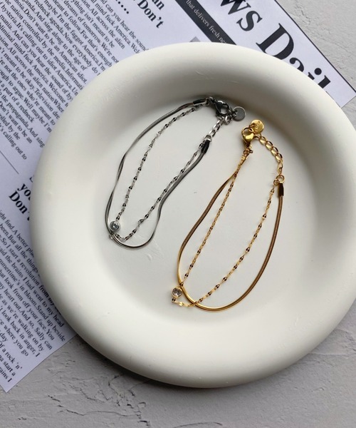 iso（イソ）の「2連ビジューチェーンブレスレット/ステンレス（ブレスレット・レディース・シルバー/ゴールド・FREE）」の20枚目の写真