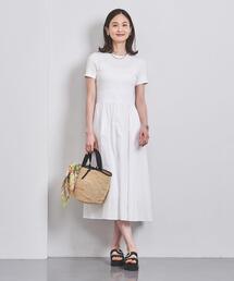 V ネック フィット&フレア タフタ ワンピース