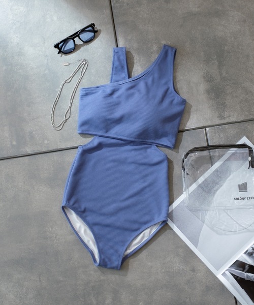 COLONY 2139（コロニートゥーワンスリーナイン）の「ワンショルダーSETスイムウエア(2点セット)（水着・レディース・カーキ/ブラック/ブルー・FREE）」の15枚目の写真
