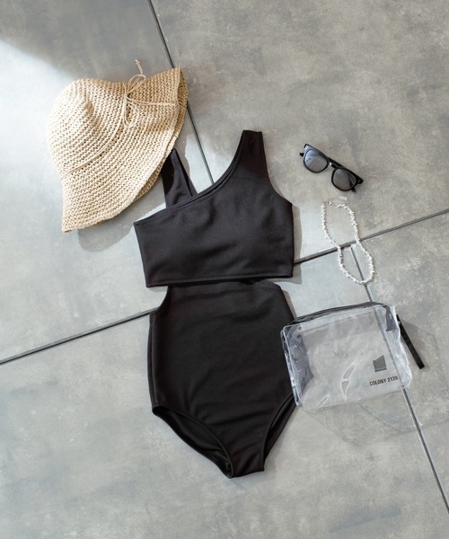 COLONY 2139（コロニートゥーワンスリーナイン）の「ワンショルダーSETスイムウエア(2点セット)（水着・レディース・カーキ/ブラック/ブルー・FREE）」の7枚目の写真