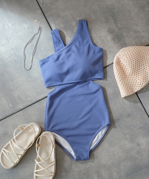 COLONY 2139（コロニートゥーワンスリーナイン）の「ワンショルダーSETスイムウエア(2点セット)（水着・レディース・カーキ/ブラック/ブルー・FREE）」の12枚目の写真