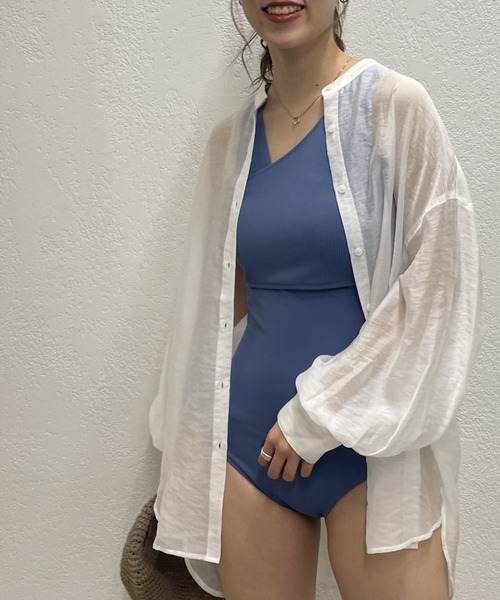 COLONY 2139（コロニートゥーワンスリーナイン）の「ワンショルダーSETスイムウエア(2点セット)（水着・レディース・カーキ/ブラック/ブルー・FREE）」の22枚目の写真