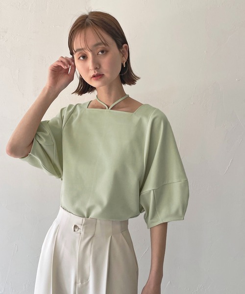 CLEIO(クレイオ)の「【CLEIO】ランタンスリーブプルオーバー/LANTERN SLEEVE PULLOVER/980-19637(Tシャツ/カットソー・レディース・ブラック/アイボリー/ミント・FREE)」の1枚目の写真