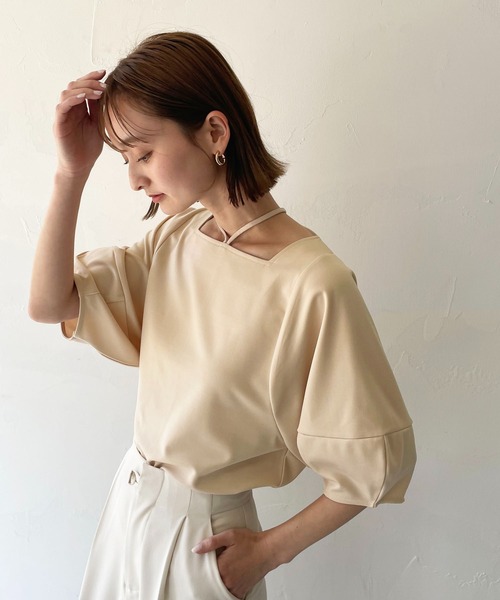 CLEIO(クレイオ)の「【CLEIO】ランタンスリーブプルオーバー/LANTERN SLEEVE PULLOVER/980-19637(Tシャツ/カットソー・レディース・ブラック/アイボリー/ミント・FREE)」の9枚目の写真