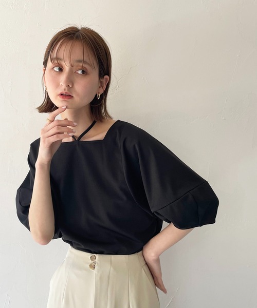 CLEIO(クレイオ)の「【CLEIO】ランタンスリーブプルオーバー/LANTERN SLEEVE PULLOVER/980-19637(Tシャツ/カットソー・レディース・ブラック/アイボリー/ミント・FREE)」の8枚目の写真