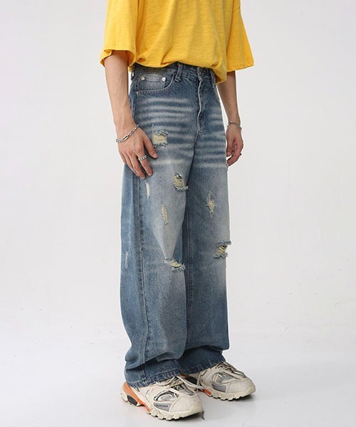 WESTBOY（ウエストボーイ）の「ウォッシュドダメージデニムパンツWO23S3PT03【WB ORIGINALS】（デニムパンツ・メンズ・ブルー・L/M/XL）」の6枚目の写真