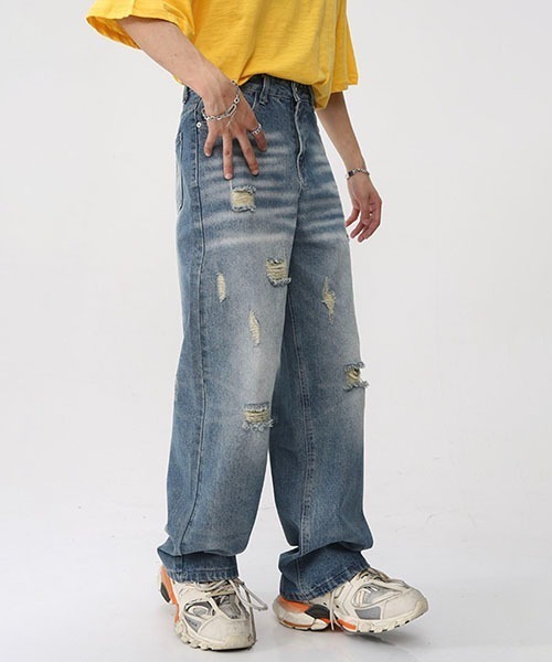 WESTBOY（ウエストボーイ）の「ウォッシュドダメージデニムパンツWO23S3PT03【WB ORIGINALS】（デニムパンツ・メンズ・ブルー・L/M/XL）」の7枚目の写真