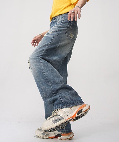 WESTBOY（ウエストボーイ）の「ウォッシュドダメージデニムパンツWO23S3PT03【WB ORIGINALS】（デニムパンツ・メンズ・ブルー・L/M/XL）」の9枚目の写真