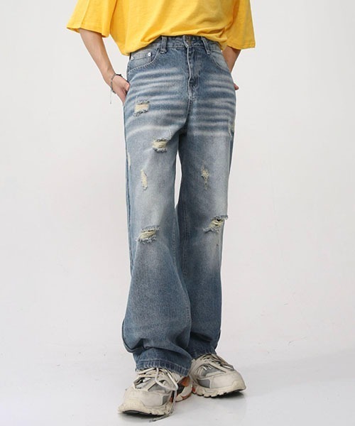 WESTBOY（ウエストボーイ）の「ウォッシュドダメージデニムパンツWO23S3PT03【WB ORIGINALS】（デニムパンツ・メンズ・ブルー・L/M/XL）」の10枚目の写真