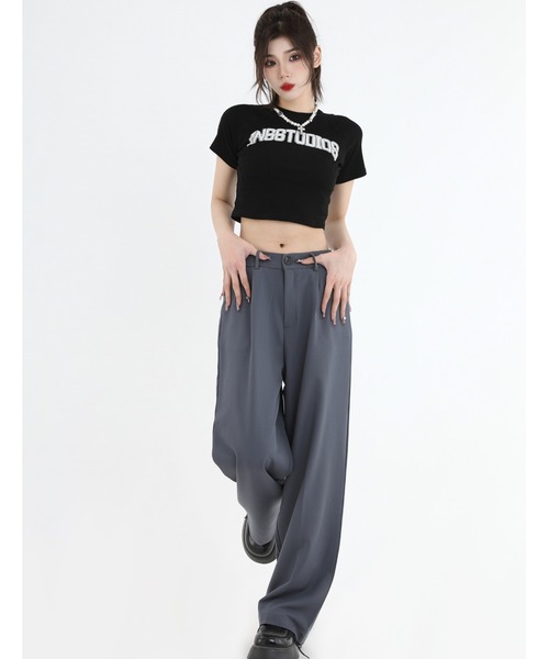 A‘gem 9（エージェムナイン）の「A'GEM/9 × .kom『INSstudios/インスステュディオス』ワイドスラックス（スラックス・メンズ・ブラック/グレー・M）」の3枚目の写真