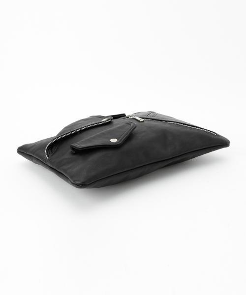 Ray BEAMS(レイビームス)の「Casselini / ライダース クラッチ(クラッチバッグ・レディース・ブラック・ONE SIZE)」の4枚目の写真