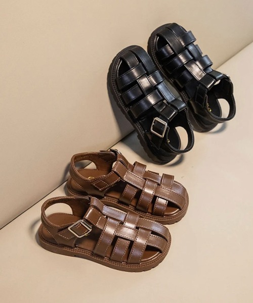 Bambin（ボンバン）の「【 Bambin / ボンバン 】 フェイクレザー キッズ グルカサンダル（サンダル・キッズ・ブラック/ブラウン・17/18/16）」の7枚目の写真