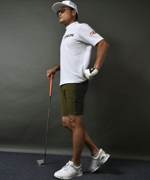 接触冷感 4WAY 異素材 切替 ストレッチ ゴルフウェア ショートパンツ