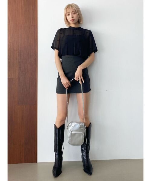 EMODA（エモダ）の「シアーロゴトップ（Tシャツ/カットソー・レディース・グレー/ブラック/アイボリー・FREE）」の16枚目の写真