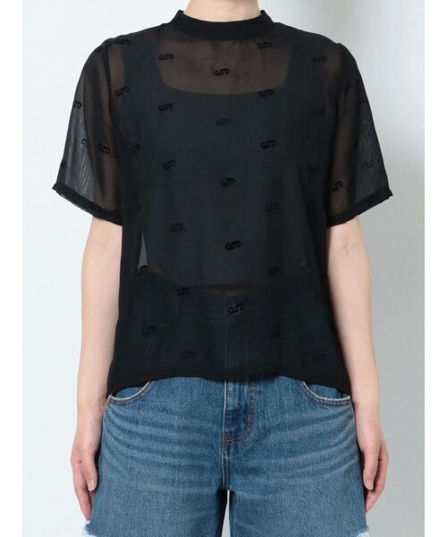 EMODA（エモダ）の「シアーロゴトップ（Tシャツ/カットソー・レディース・グレー/ブラック/アイボリー・FREE）」の5枚目の写真