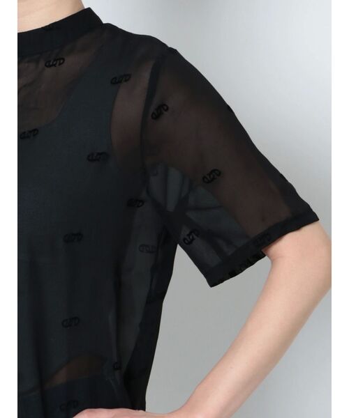 EMODA（エモダ）の「シアーロゴトップ（Tシャツ/カットソー・レディース・グレー/ブラック/アイボリー・FREE）」の9枚目の写真