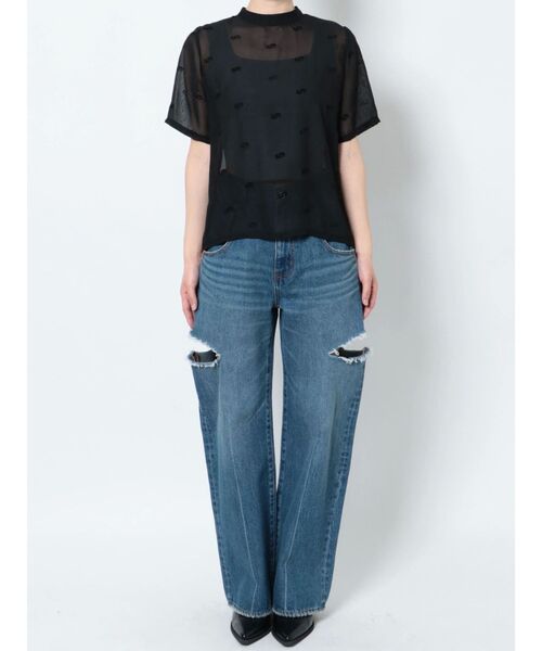 EMODA（エモダ）の「シアーロゴトップ（Tシャツ/カットソー・レディース・グレー/ブラック/アイボリー・FREE）」の19枚目の写真