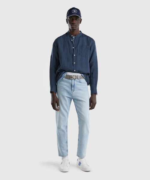 BENETTON (UNITED COLORS OF BENETTON)（ベネトンユナイテッドカラーズオブベネトン）の「リネン100％長袖バンドカラーシャツ（シャツ/ブラウス・メンズ・ホワイト/ネイビー・SMALL/MEDIUM/X-SMALL/LARGE/X-LARGE）」の10枚目の写真