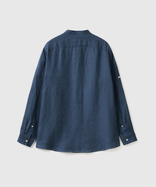 BENETTON (UNITED COLORS OF BENETTON)（ベネトンユナイテッドカラーズオブベネトン）の「リネン100％長袖バンドカラーシャツ（シャツ/ブラウス・メンズ・ホワイト/ネイビー・SMALL/MEDIUM/X-SMALL/LARGE/X-LARGE）」の12枚目の写真
