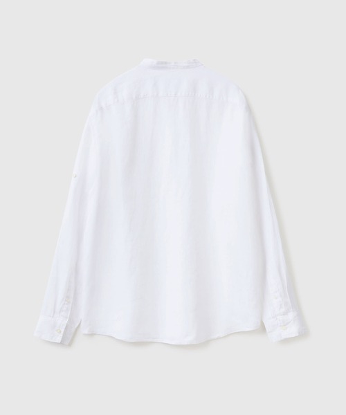 BENETTON (UNITED COLORS OF BENETTON)（ベネトンユナイテッドカラーズオブベネトン）の「リネン100％長袖バンドカラーシャツ（シャツ/ブラウス・メンズ・ホワイト/ネイビー・SMALL/MEDIUM/X-SMALL/LARGE/X-LARGE）」の8枚目の写真